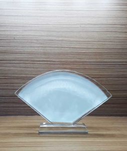 Fan Shaped Crystal Plaque Award