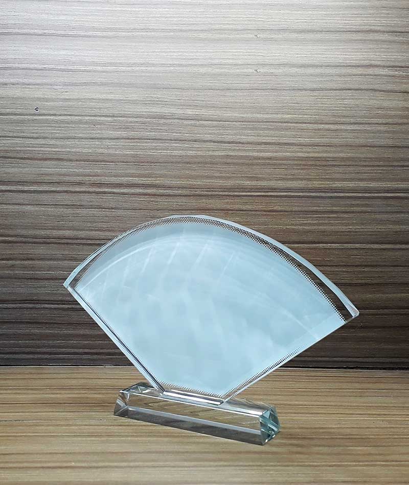 Fan Shaped Crystal Plaque Award