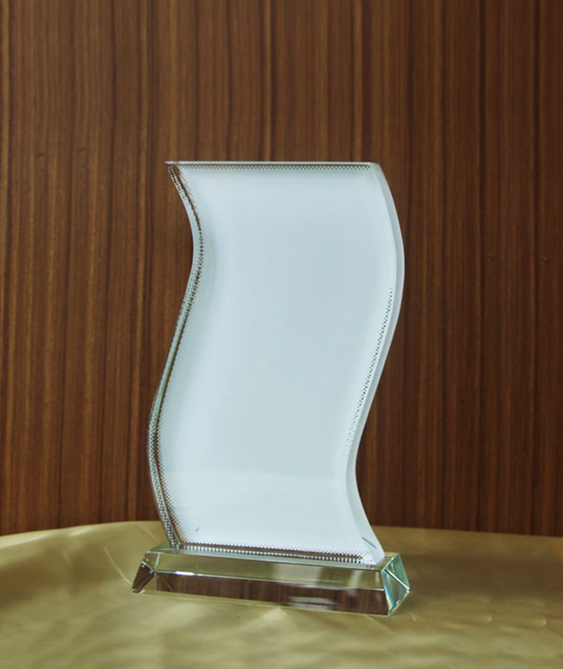 Wavy Shaped Crystal Plaque Award