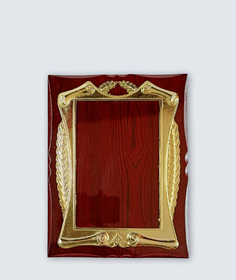 Wooden plaque, corporate award top view