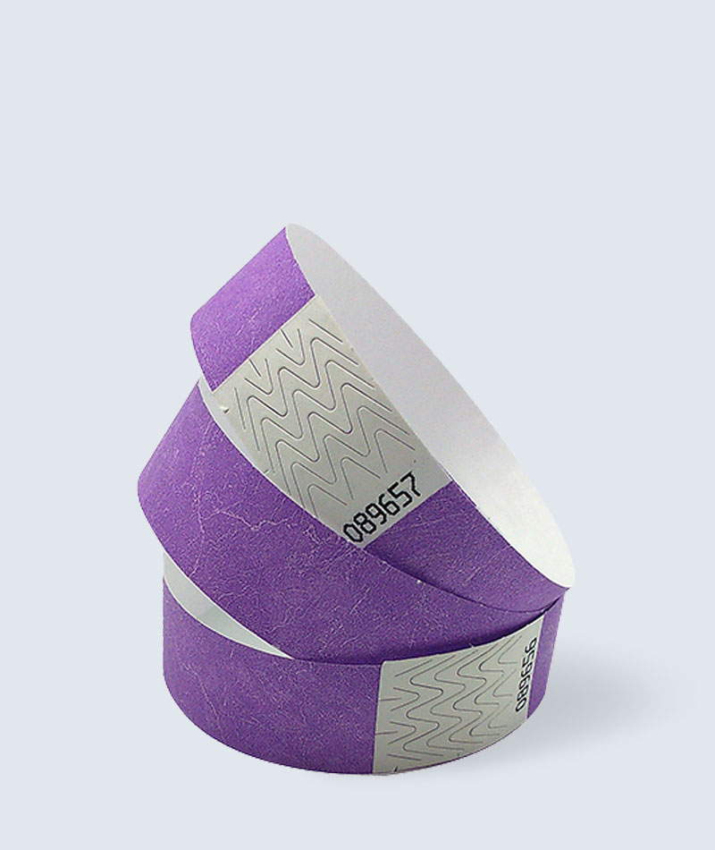 Purple Printed Tyvek Wristbands