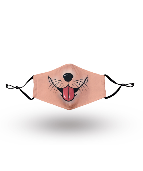 Animal Pattern Cute Dog Black Nose and Pink Tongue Face mask