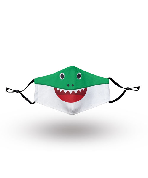 Animal Pattern Smiling Shark Face Green and White Mask