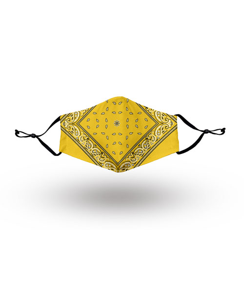 Bandana Pattern Face Mask Bright Yellow