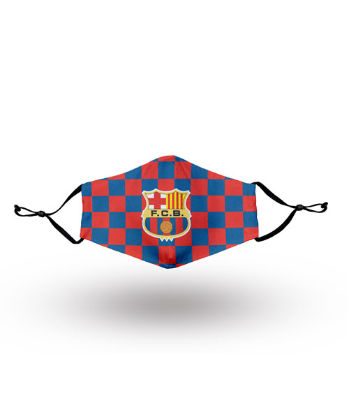 FC Barcelona Mask Blue and Red Check Pattern