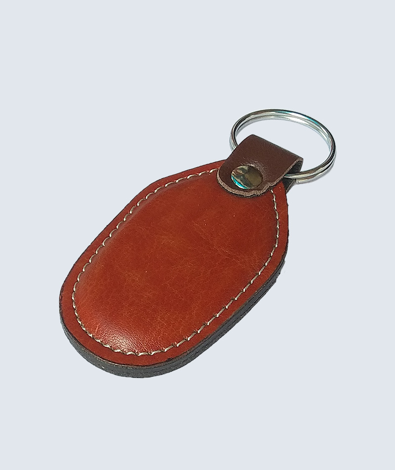 Brown Leather Key Chain with Custom Logo