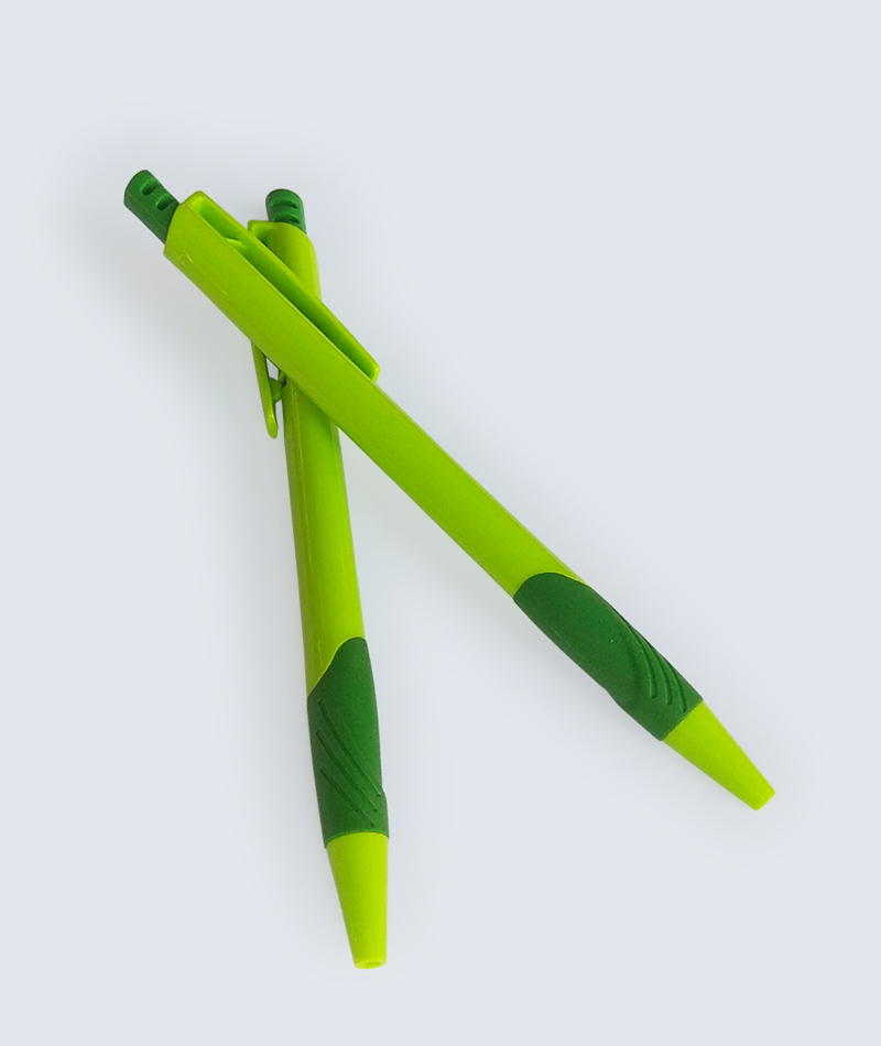 Green Plastic Ball Pen with Soft Rubber Grip