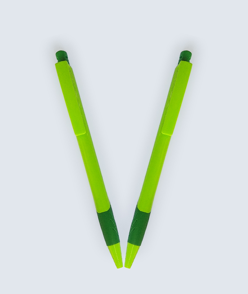 Green Plastic Ball Pen with Soft Rubber Grip