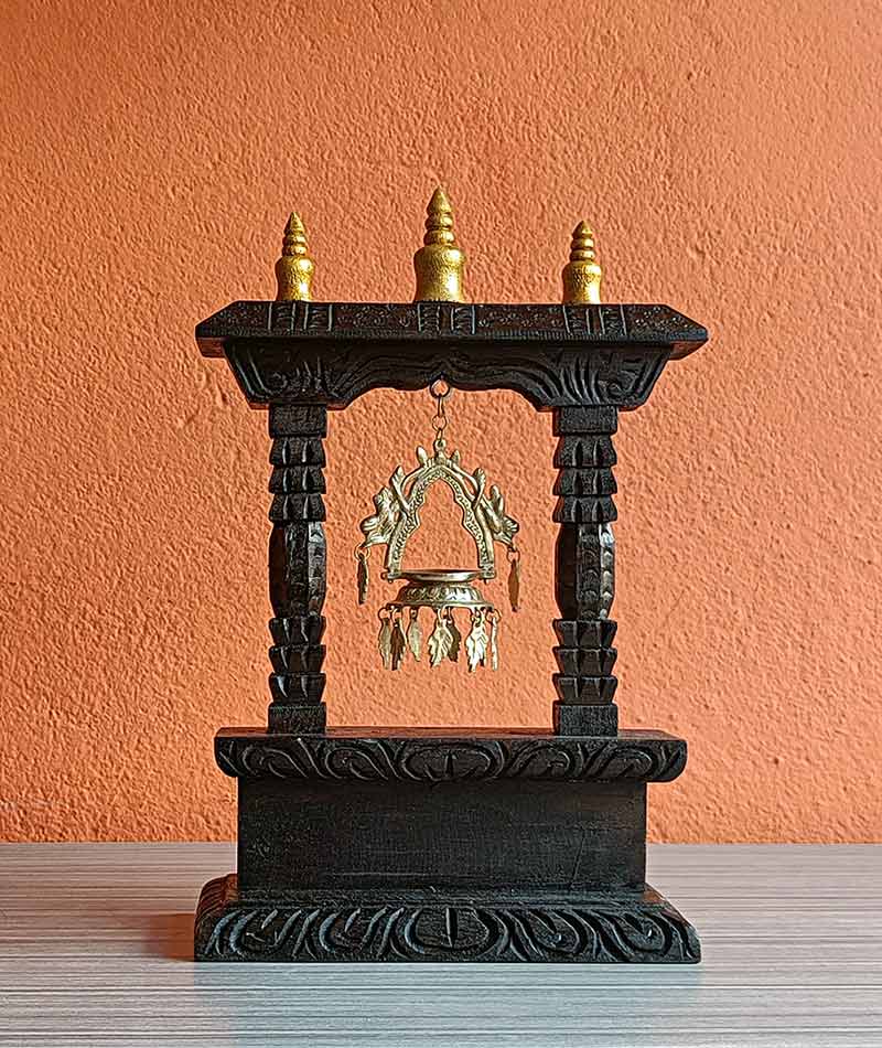 Dalucha Akashdeep, traditional Nepali hanging oil lamp in wooden stand