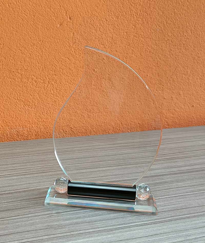 Crystal Flame Award With Blue Accent