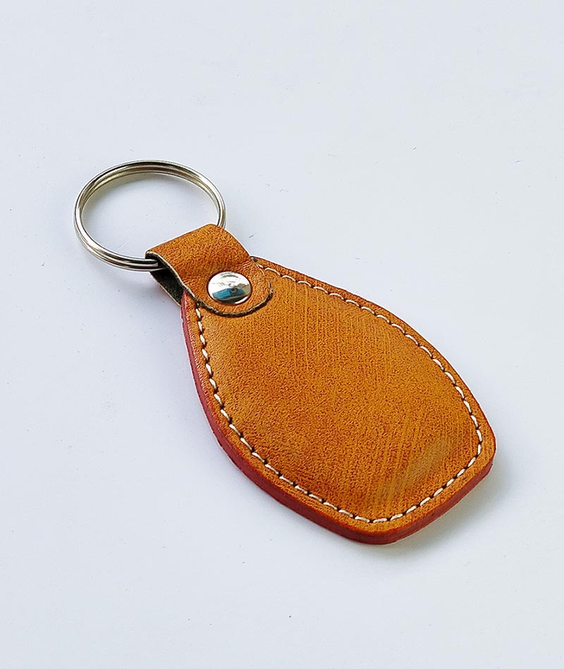 Personalised Brown Leather Keychain