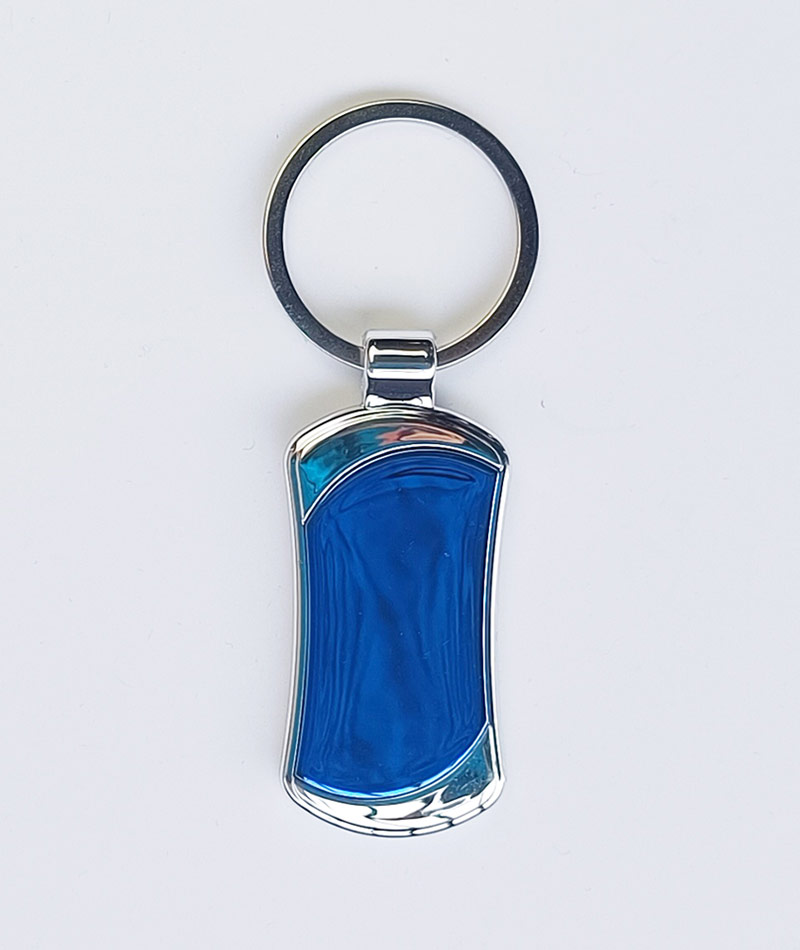 Stainless Steel Blue Textured Metal Keychain