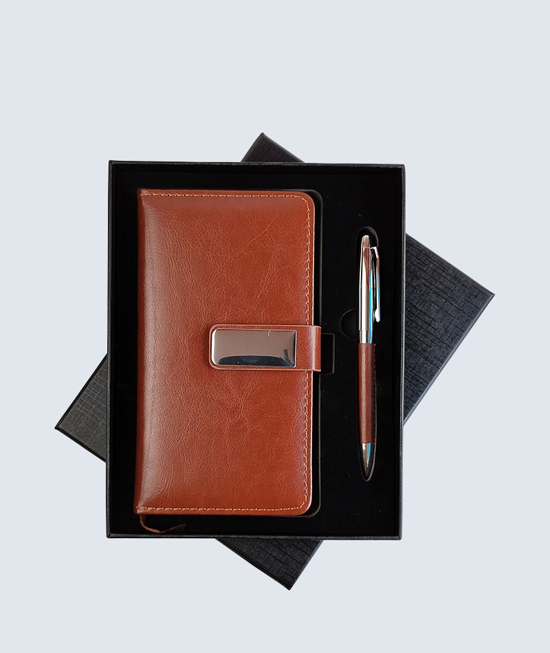 2 in 1 Brown Leather Combo Gift Set