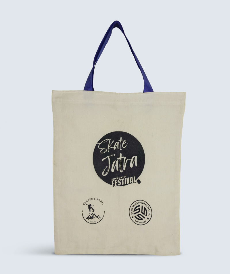 Cotton tote bag with nylon handle for giveaways