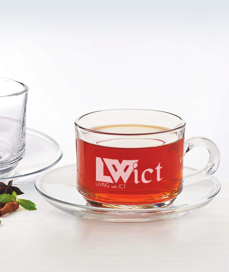 Glass Crystal Clear Tea Coffee Cup and Saucer Set