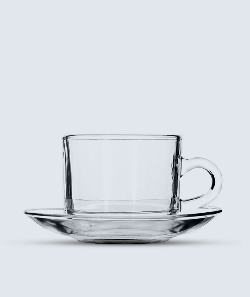 Glass Crystal Clear Tea Coffee Cup and Saucer Set