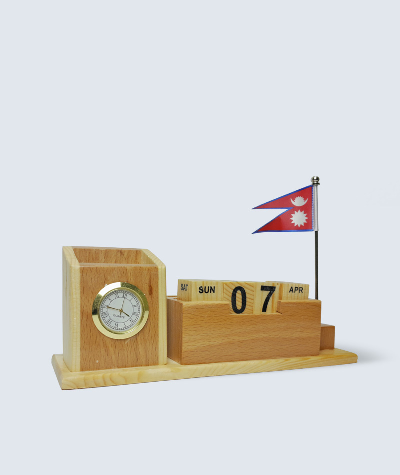 Wooden Desk Organizer with Nepal Flag
