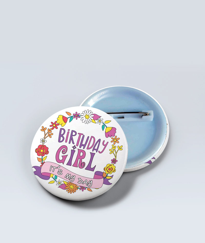 Birthday Girl, Birthday Floral Badge