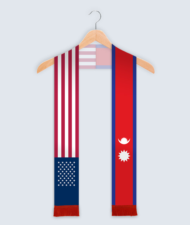 Nepal and USA Flag Sash Stole