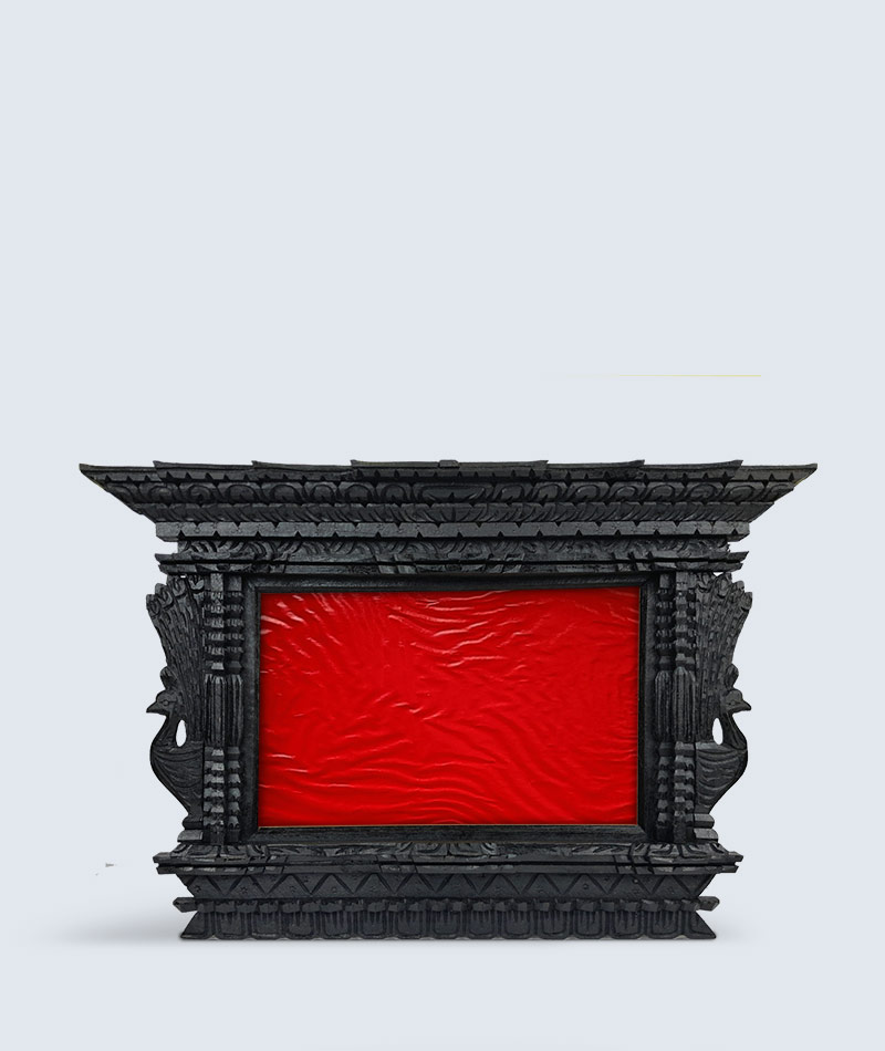 Nepali wooden Mayur photo frame A4 size, peacock motif,