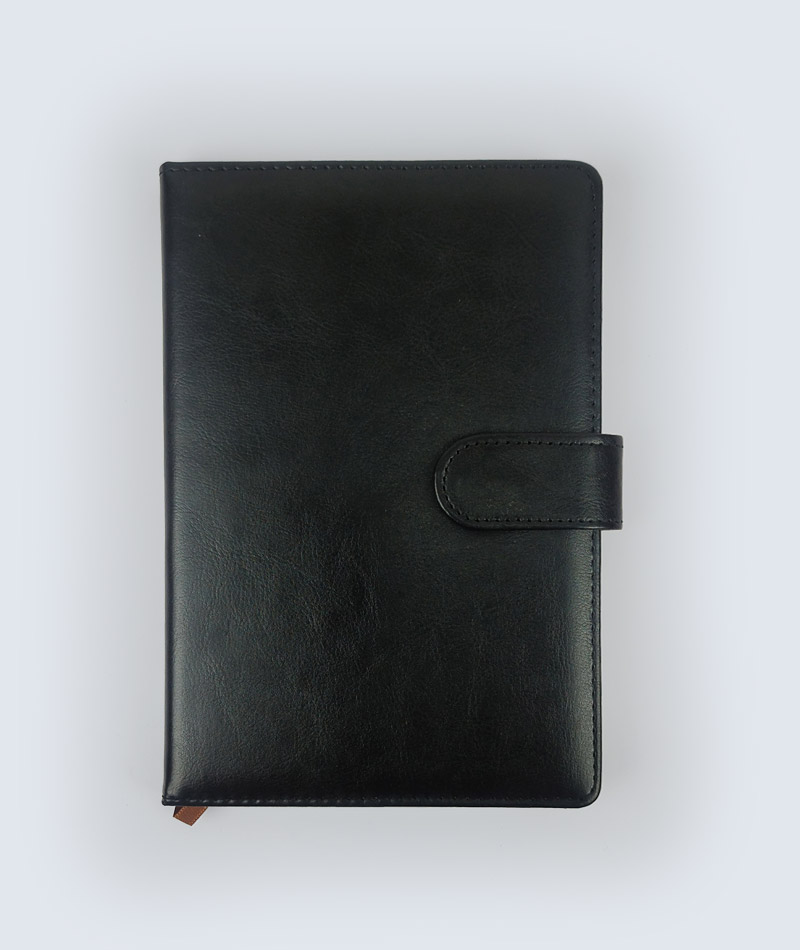 Black A5 Notebook Diary with Magnetic Flap