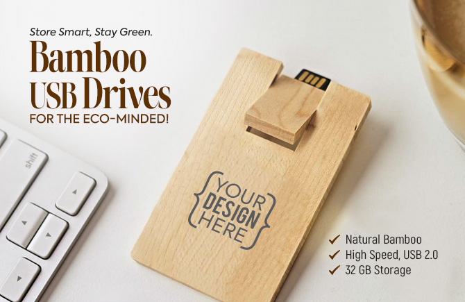 Bamboo Card Type Pendrive