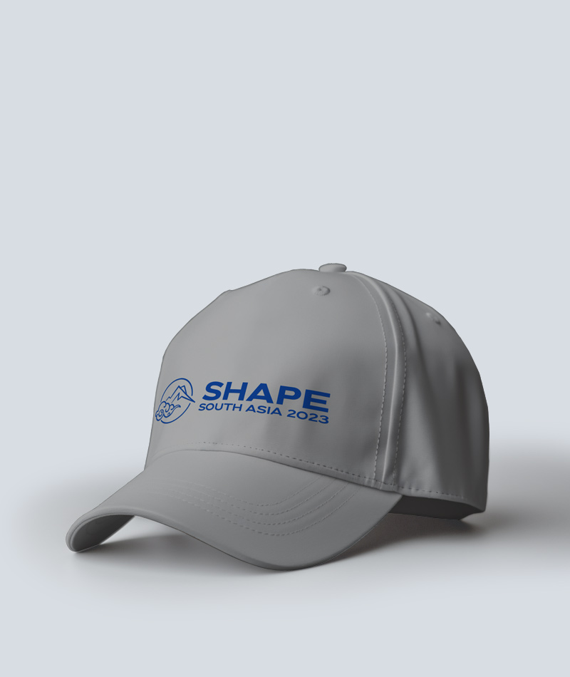 Custom 5-panel promotional cap with logo print, front view
