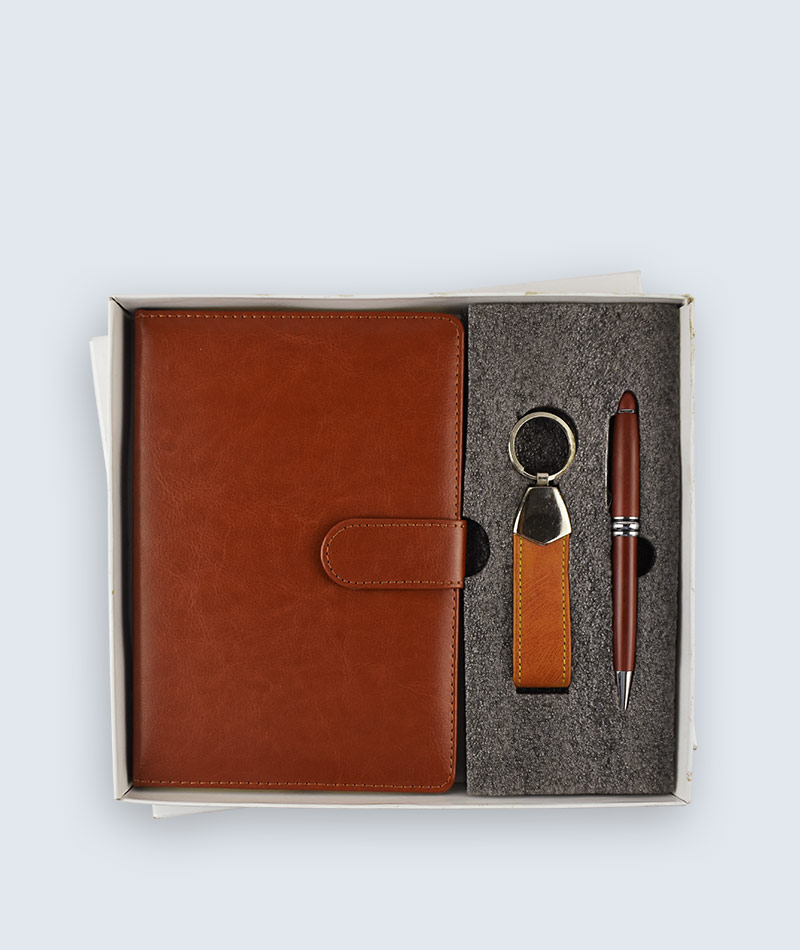 Corporate Essential Custom 3 in 1 Brown Business Gift Set