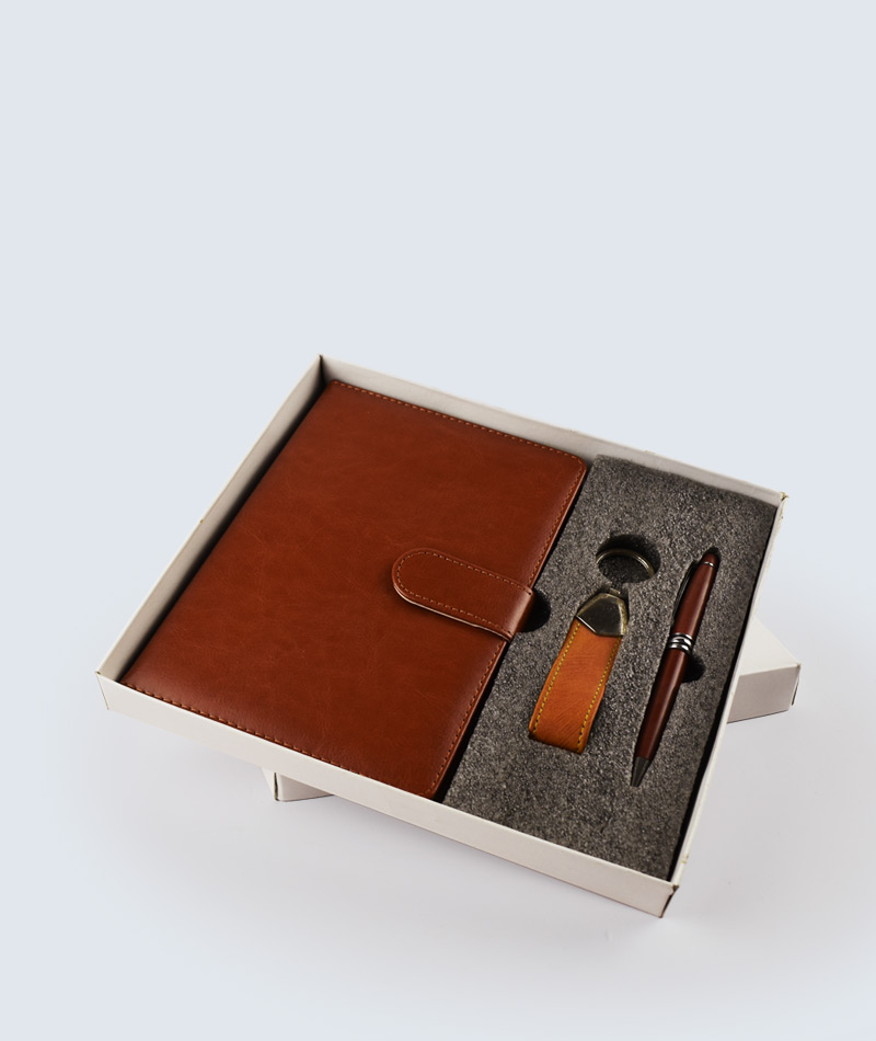 Corporate Essential Custom 3 in 1 Brown Business Gift Set