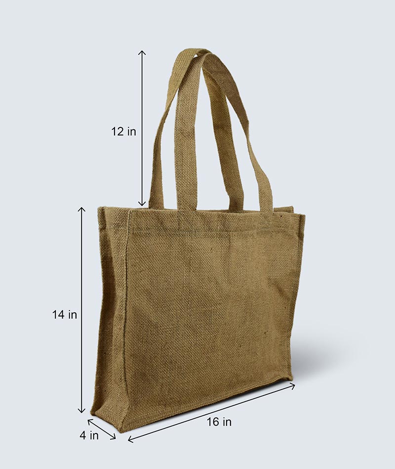 Natural jute eco-friendly tote bag with custom logo print