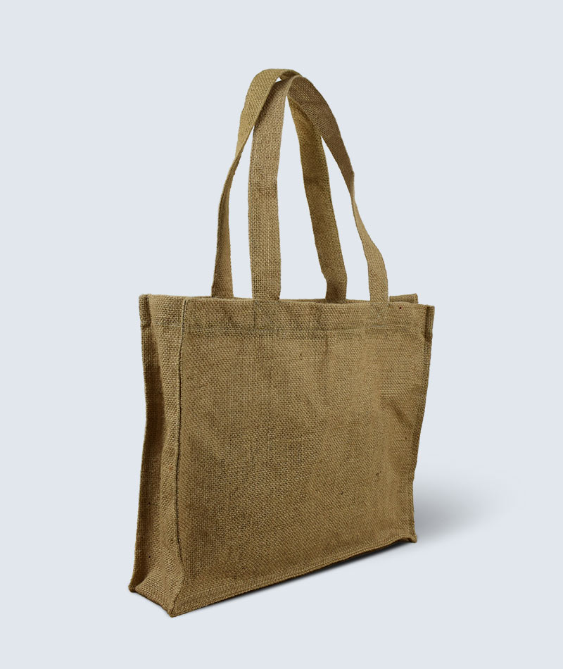 Natural jute eco-friendly tote bag with custom logo print