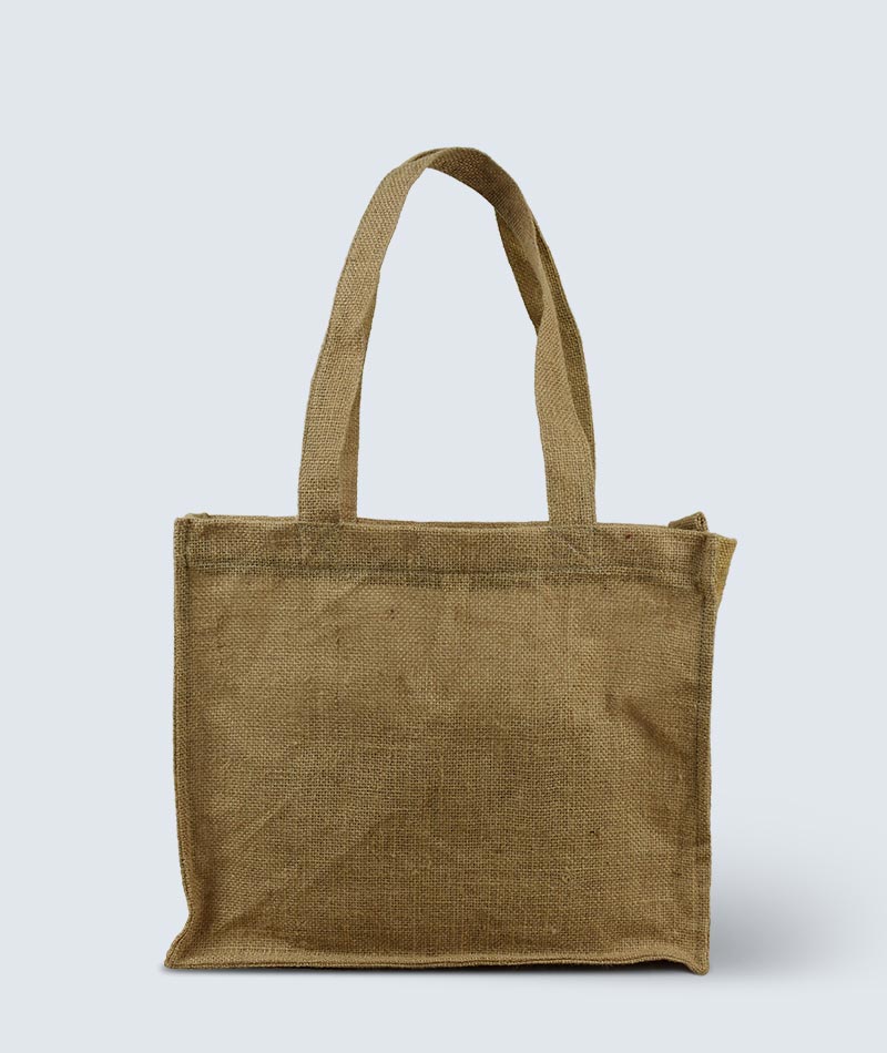 Natural jute eco-friendly tote bag with custom logo print