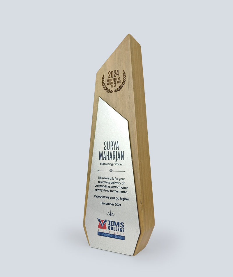 Metal Plated Wooden Award
