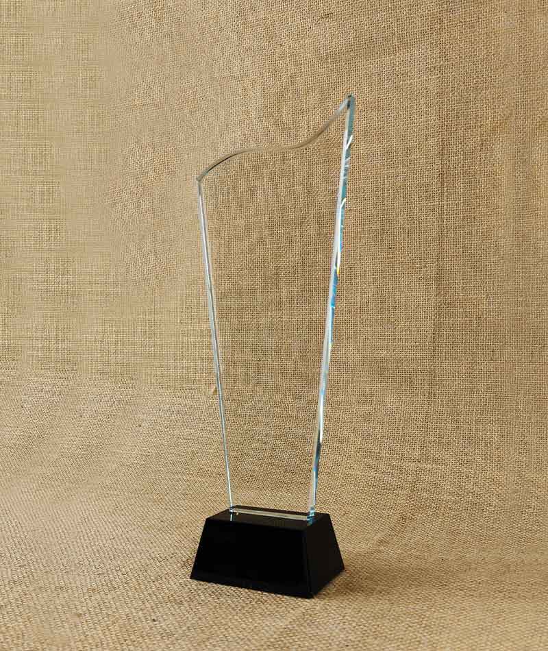 Crystal Flag Award with Black Crystal Base
