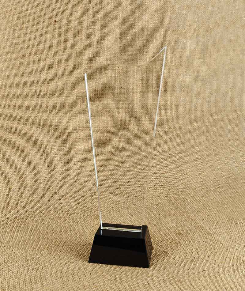 Crystal Flag Award with Black Crystal Base