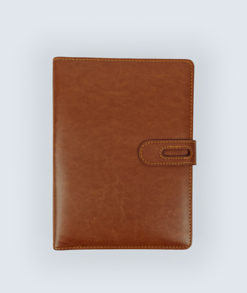 Executive A5 Refillable Planner Binder, Journal Notebook Binder with Pocket and Pen Holder, Brown PU Leather Cover, UNB 037 A5 Refillable Planner Binder, Notebook